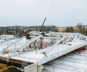 Budowa wiaduktu nad linia kolejową w Sosnowcu