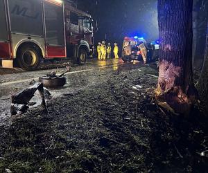 Osobowa skoda roztrzaskała się o drzewo. 53-latek zmarł w szpitalu