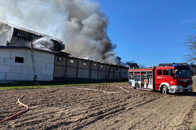 W Niecieczy spłonął budynek tartaku. Strażacy pracują nad rozbiórką budynku