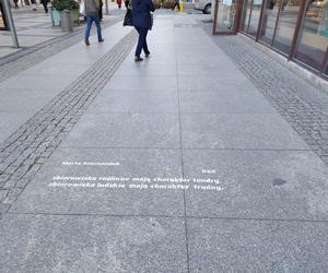 Na chodnikach Wrocławia pojawiły się nietypowe cytaty. O co w tym chodzi? [FOTO]