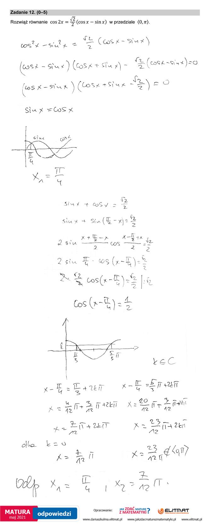 Matura 2021: Matematyka, poziom rozszerzony. Rozwiązania zadań i odpowiedzi od nauczyciela matematyki