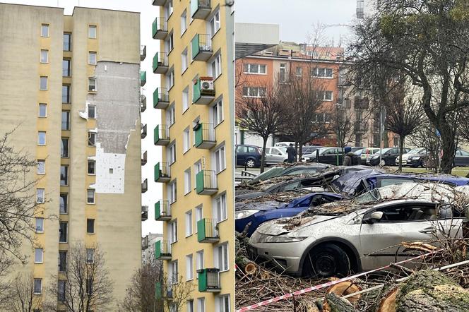 Wichura w Warszawie. Runęła elewacja bloku, duże straty w mieście