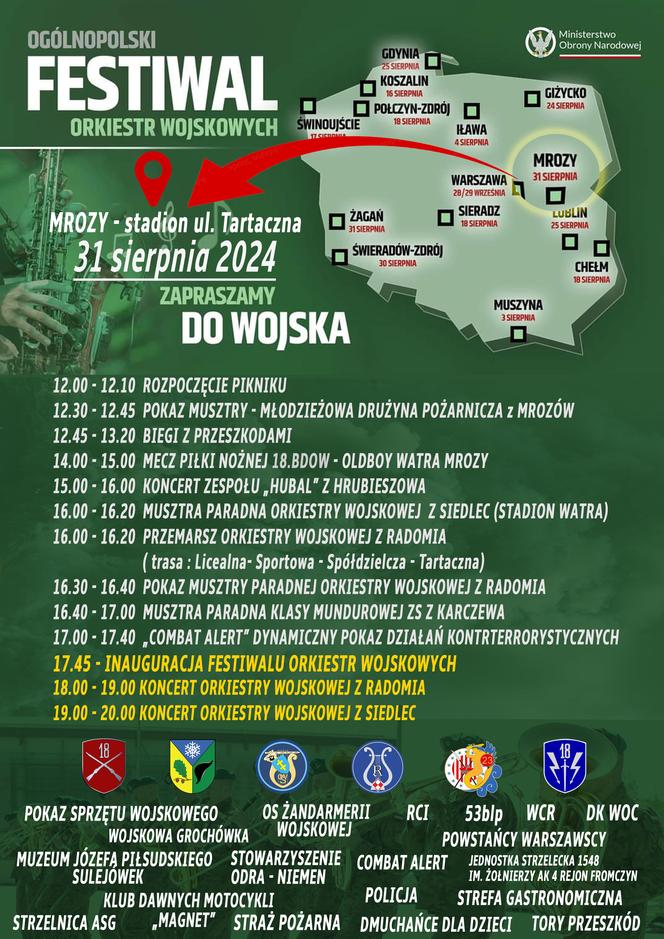 Ogólnopolski Festiwal Orkiestr Wojskowych – Piknik „Zapraszamy do wojska” w Mrozach