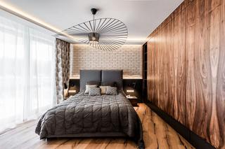 Nowoczesna sypialnia: klinkier w otoczeniu forniru i nowoczesnego designu