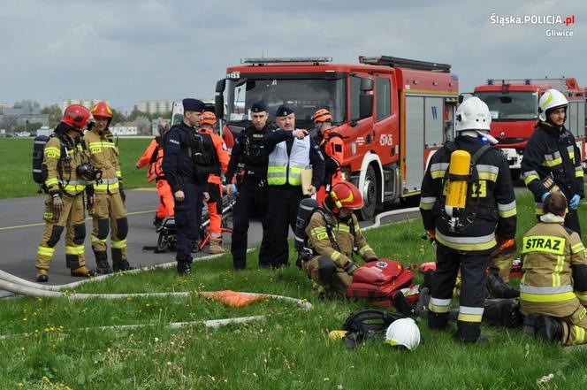 Wypadek awionetki w Gliwicach. Na szczęście były to tylko ćwiczenia 