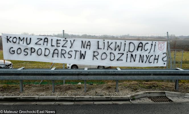 Protest rolników na A4 pod Brwinowem