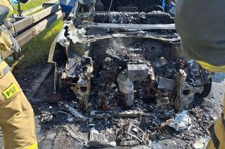 Pożar osobówki na A1