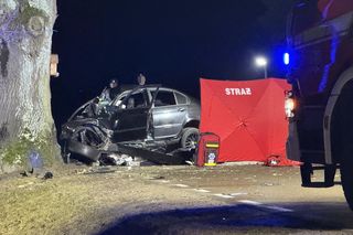 Śmierć na drodze pod Wołominem. Nie żyje 25-letni kierowca zmiażdżonego BMW