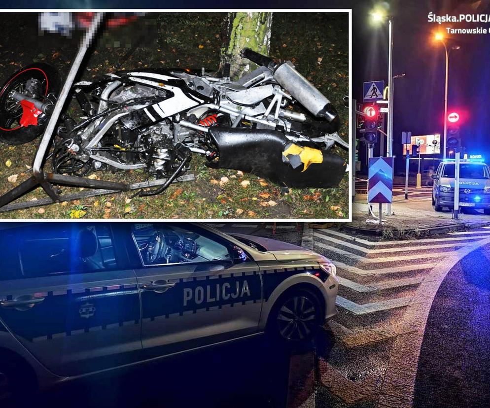 21-letni motocyklista roztrzaskał się o słup w Tarnowskich Górach. Mężczyzna nie żyje