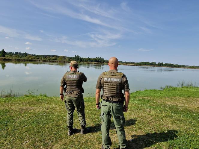 Strażacy i wędkarze badają przyczynę śnięcia ryb w zalewie "Muchawka"