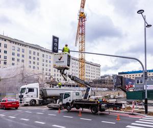 Parking podziemny pod placem Powstańców Warszawy w budowie