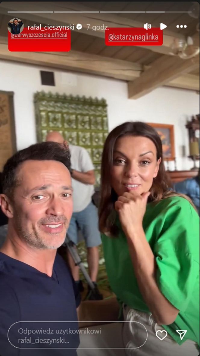 Barwy szczęścia na planie. Kasia (Katarzyna Glinka), Mariusz (Rafał Cieszyński)