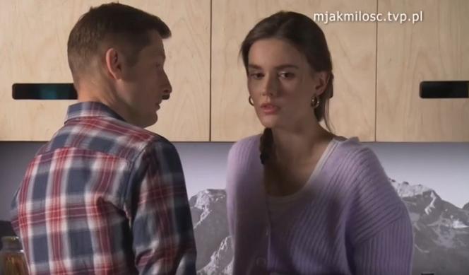 M jak miłość odc. 1665. Franka (Dominika Kachlik), Paweł (Rafał Mroczek)