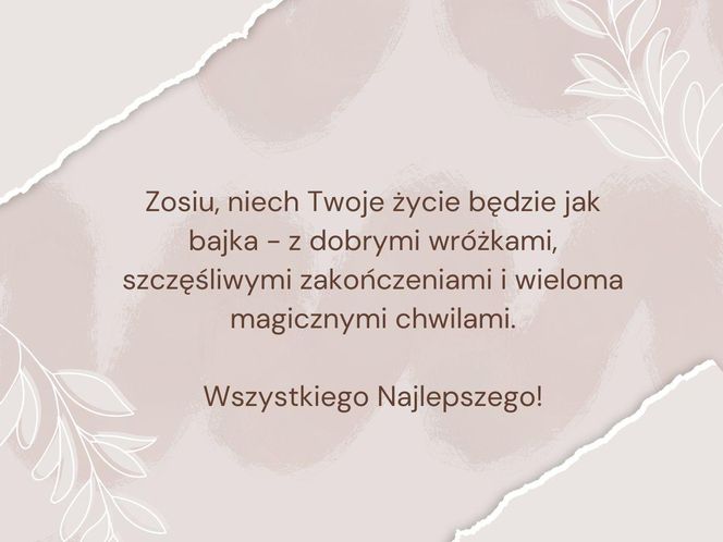 Kartka z życzeniami na imieniny Zosi