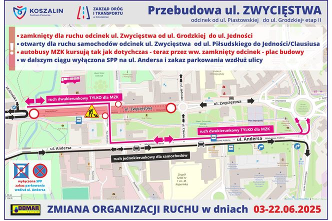 Wkrótce ruszy kolejny etap przebudowy ul Zwycięstwa w Koszalinie