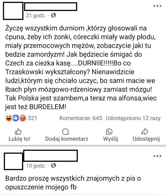 Stomatolog z Gliwic życzyła "Wady płodu i przemocowych mężów" wyborcom Nawrockiego
