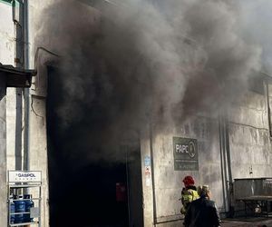 Pożar hali w Nowym Dworze Mazowieckim. Jedna osoba poparzona. Pilna ewakuacja pracowników