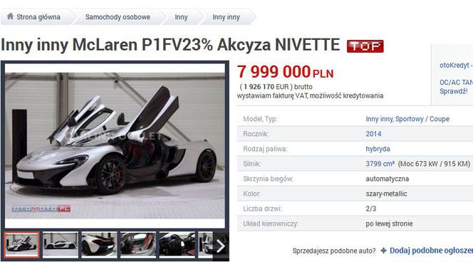 McLaren P1 wystawiony na sprzedaż