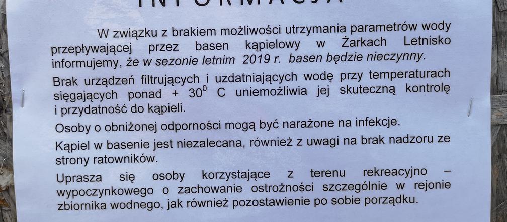Żarki Letnisko: Zamknęli basen z powodu upałów?