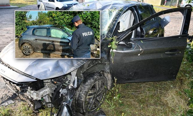 Peugeot dachował, kierująca ukryła się w zaroślach. Miała ponad 2 promile alkoholu!