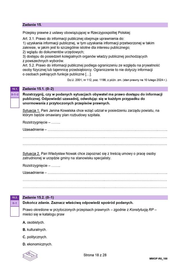 WOS 2024 - matura, arkusze CKE (formuła 2023)