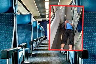 Nie mógł usiąść, więc się położył. Niecodzienna scena w pociągu PKP Intercity