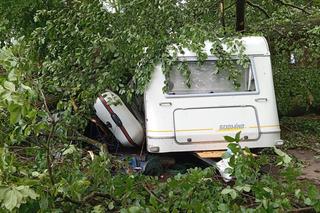 O krok od tragedii nad lubuskim jeziorem. Drzewo spadło na przyczepę campingową. Cud!