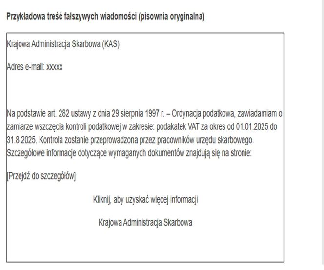 gorzów KAS fałszywe maile