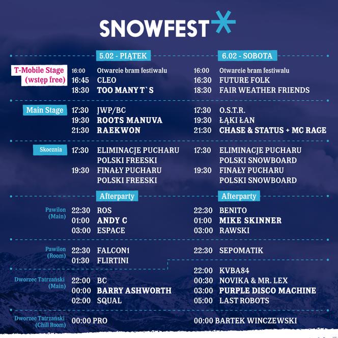 SnowFest 2016 program godzinowy