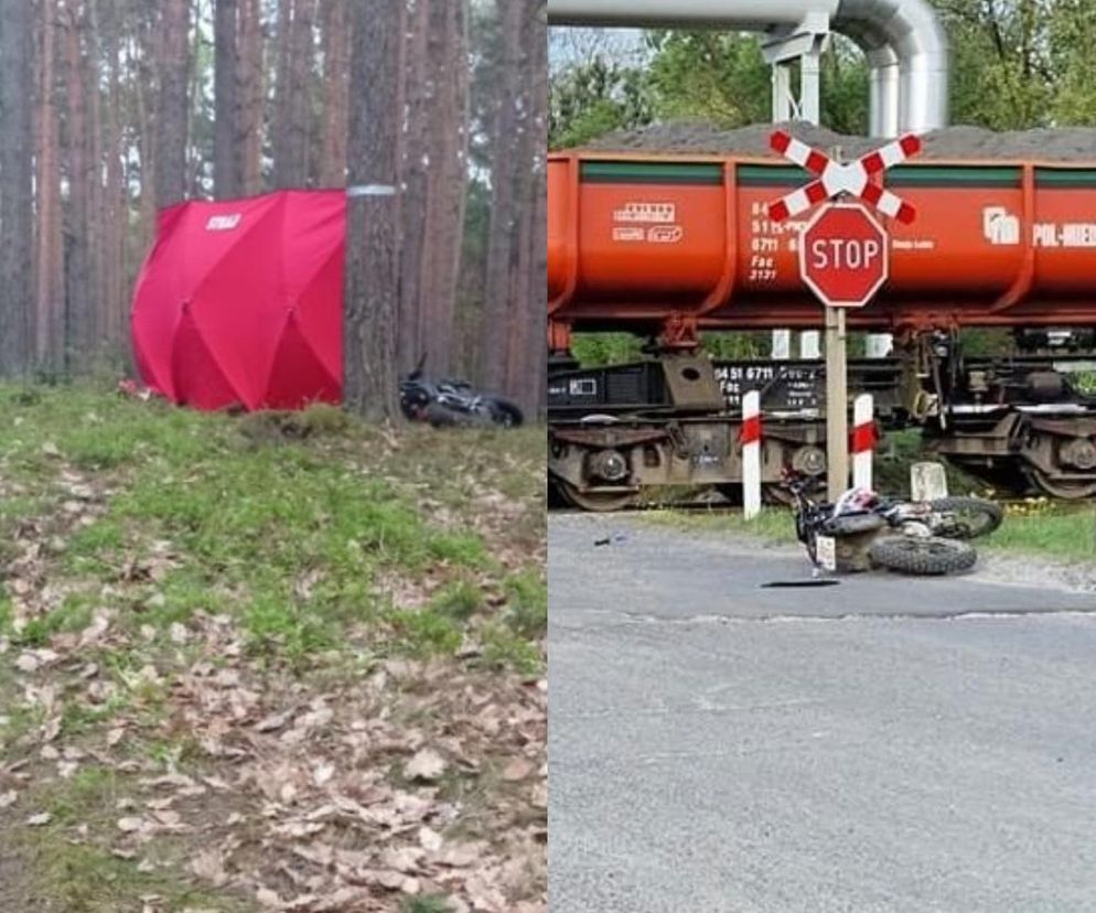 Dwaj motocykliści nie żyją. Jeden wjechał w pociąg, drugi w drzewo