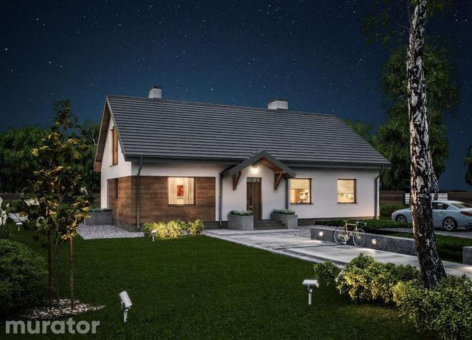 Projekt domu M218 W zgodzie z naturą z katalogu Muratora - wizualizacje, plany, rysunek