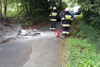 Podkarpacie: Wypadek z udziałem motocyklisty. Motocykl spłonął