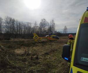Wypadek w Porębie. Na miejscu lądował LPR, cztery osoby zostały poszkodowane 