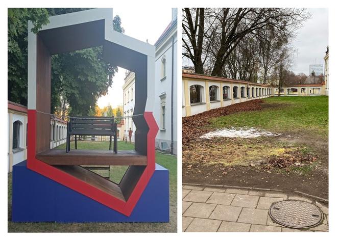 Patriotyczna ławeczka zniknęła z ogrodu przy Pałacu Branickich. Kontrowersyjna budowla stała tam 2,5 miesiąca