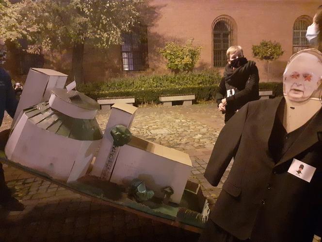 Strajk kobiet w Toruniu. Sejm i Jarosław Kaczyński z kartonów - 18.11.2020