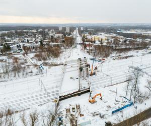 Budowa wiaduktu nad linia kolejową w Sosnowcu