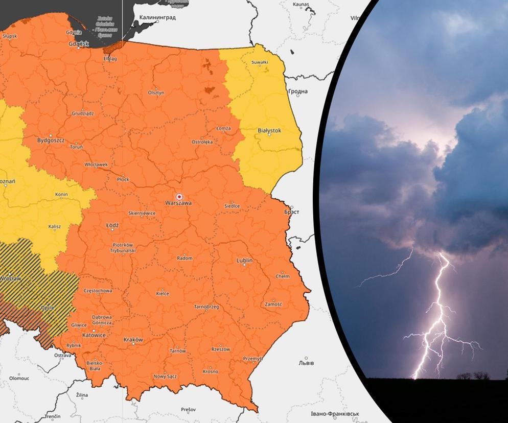 Cała Polska na czerwono i żółto! Eksperci ostrzegają przed burzami, gradem i potwornymi ulewami