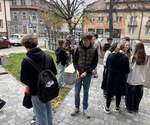 Uczniowie sadzili żonkile przy skwerze pamięci