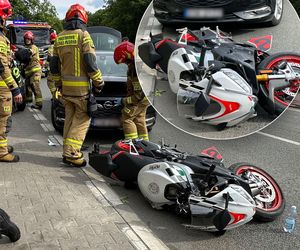 Motocyklista zderzył się z oplem i walnął w forda. Poważny wypadek na Pradze-Północ kont. Warszawa