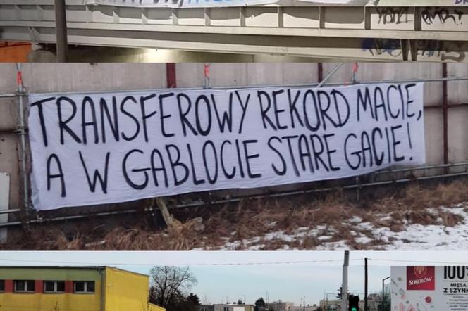 Transparenty kibiców Kolejorza rozwieszone w Poznaniu