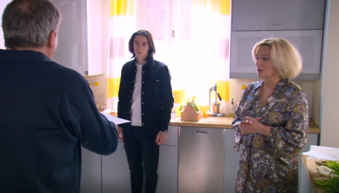 Na Wspólnej, odc. 3279: Danka (Lucyna Malec), Marek (Grzegorz Gzyl), Janek (Bartłomiej Kraszewski)