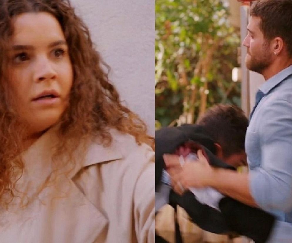 Melis z przerażeniem patrzy na bójkę Cihana z Egim, który jest poniżany i bity. Dramatyczna scena z serialu Miłość i nadzieja, gdzie Melis poznaje szokującą prawdę o mężu. Więcej informacji o serialowych intrygach znajdziesz na Super Seriale.