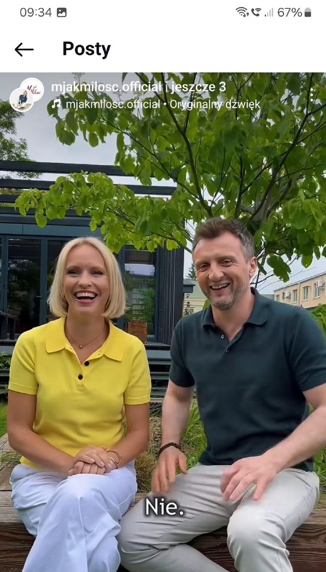 M jak miłość na planie. Dorota (Iwona Rejzner), Bartek (Arkadiusz Smoleński) 
