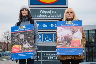 Protest przed sklepem Lidl w Katowicach