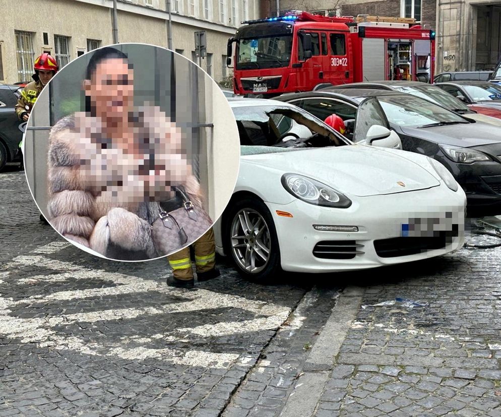 Porsche Panamera w ogniu! Pożar luksusowego auta w centrum Warszawy