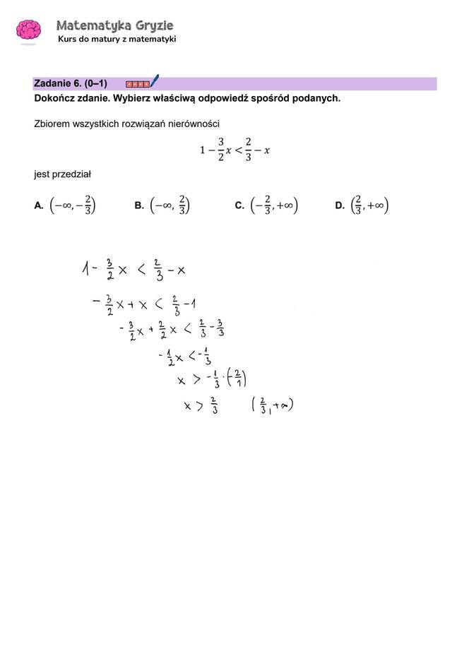 Matura z matematyki 2024 - ODPOWIEDŹ - ZADANIE 6