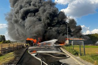 Pożar w bazie firmy transportowej w gm. Łuków
