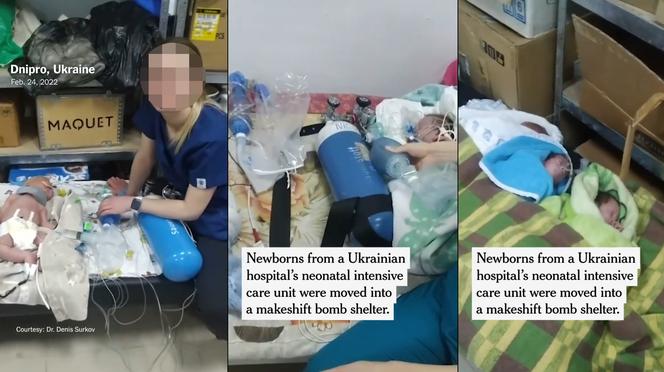 Wojna na Ukrainie - noworodki w schronie