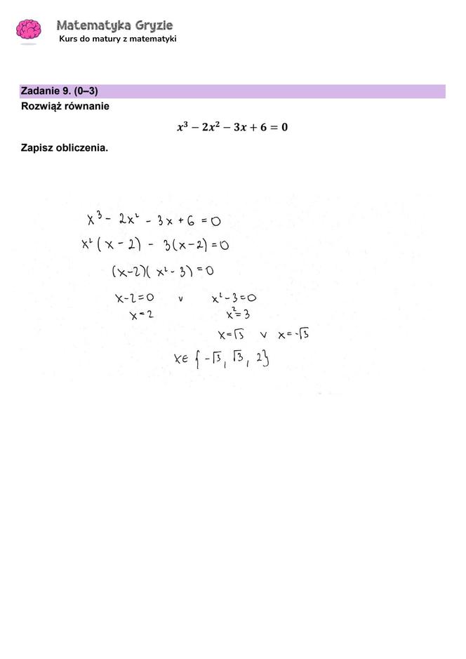 Matura z matematyki 2024 - ODPOWIEDŹ - ZADANIE 9