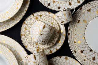Porcelana Furstenberg. Nowoczesny fason Aureole w efektownej dekoracji Doree.